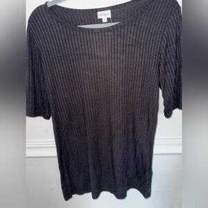 LULAROE WOMENS SIZE XL TEXTURED FITTED TEE/TOP BLACK